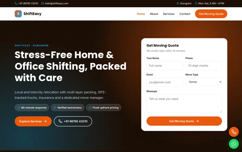 ShiftEasy website template preview