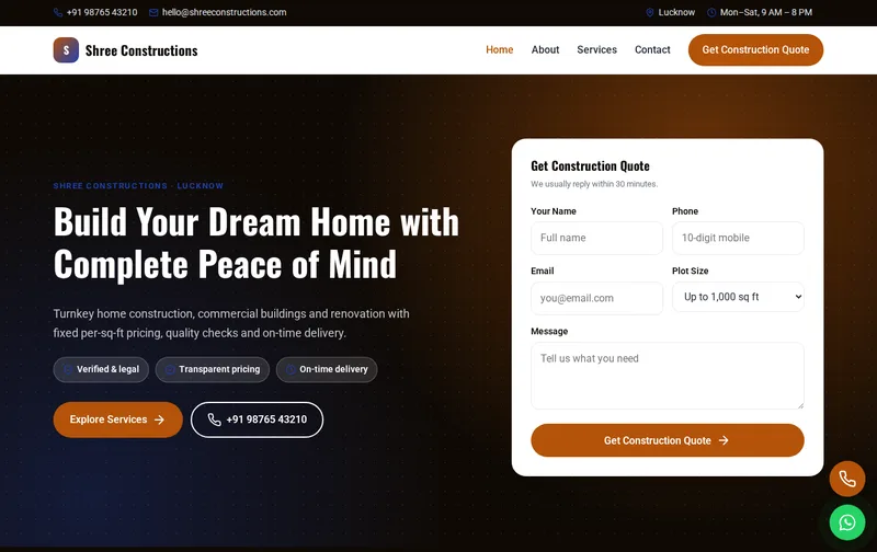 Shree Constructions template desktop preview