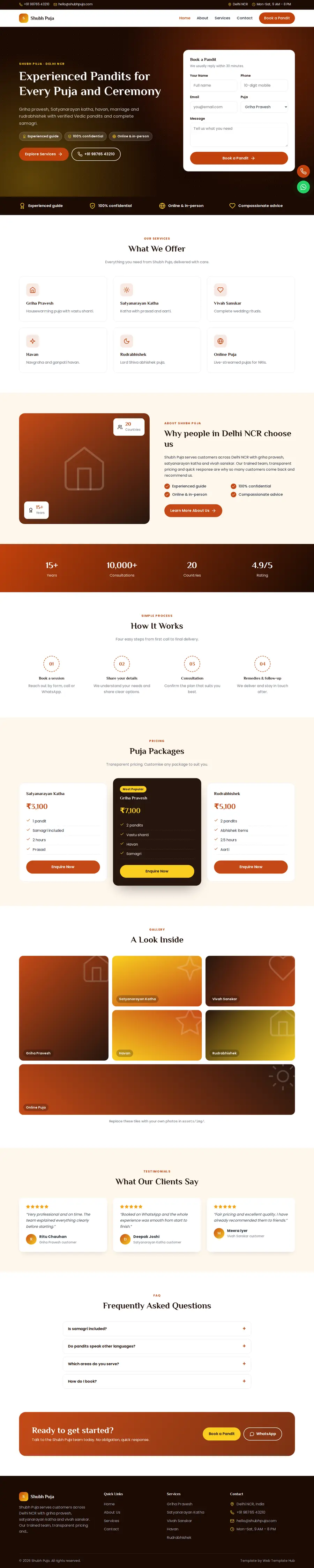 Shubh Puja template full homepage preview
