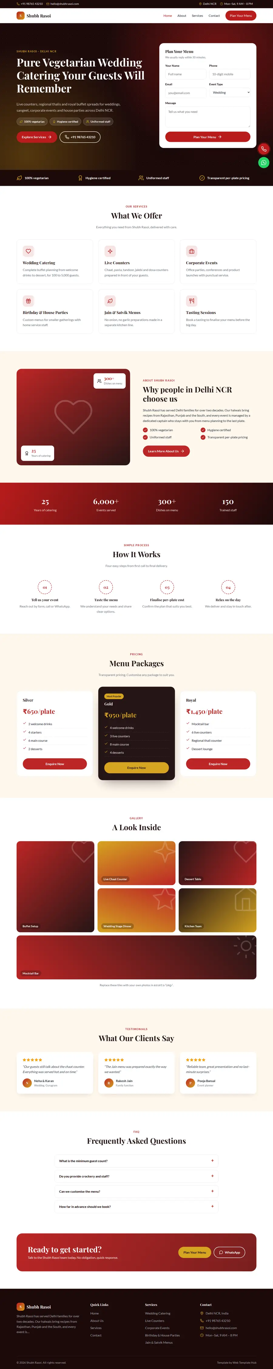 Shubh Rasoi template full homepage preview
