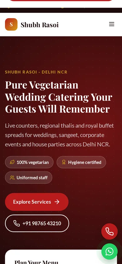 Shubh Rasoi template mobile preview