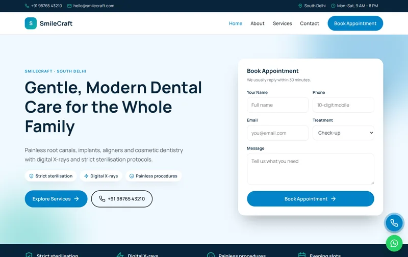 SmileCraft website template preview