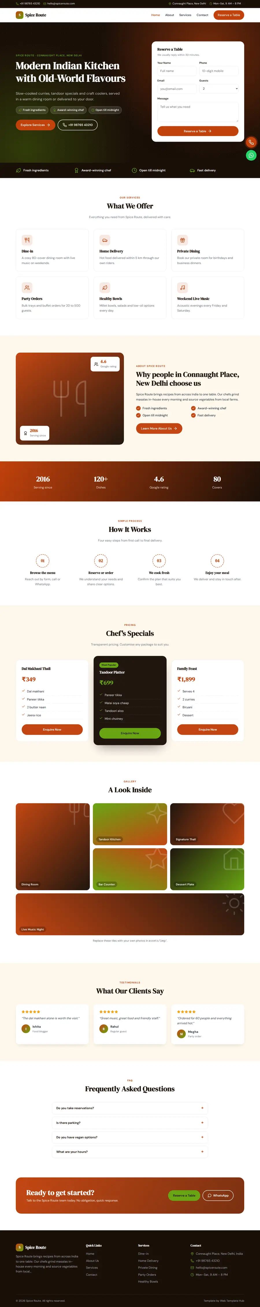 Spice Route template full homepage preview