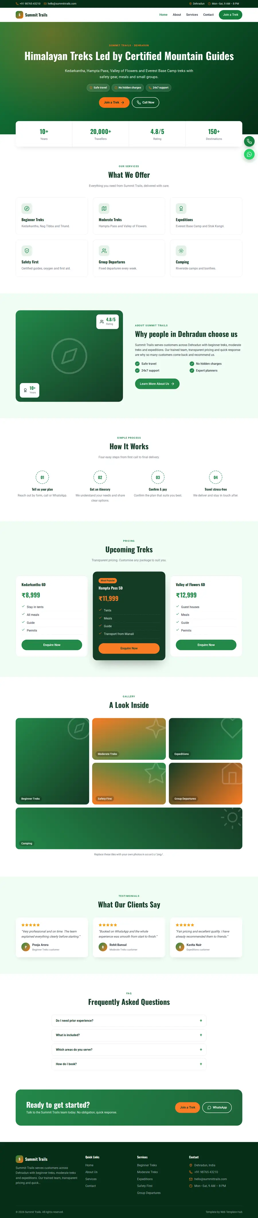 Summit Trails template full homepage preview