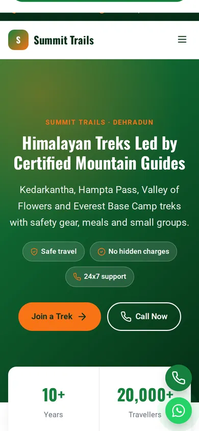 Summit Trails template mobile preview