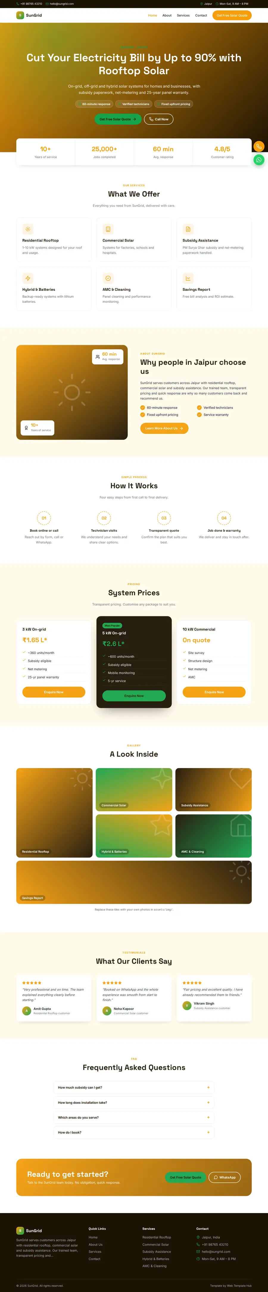 SunGrid template full homepage preview
