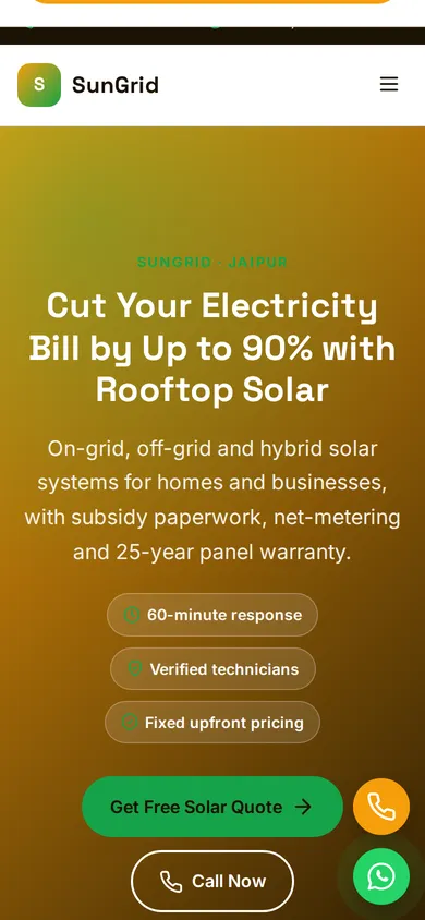 SunGrid template mobile preview