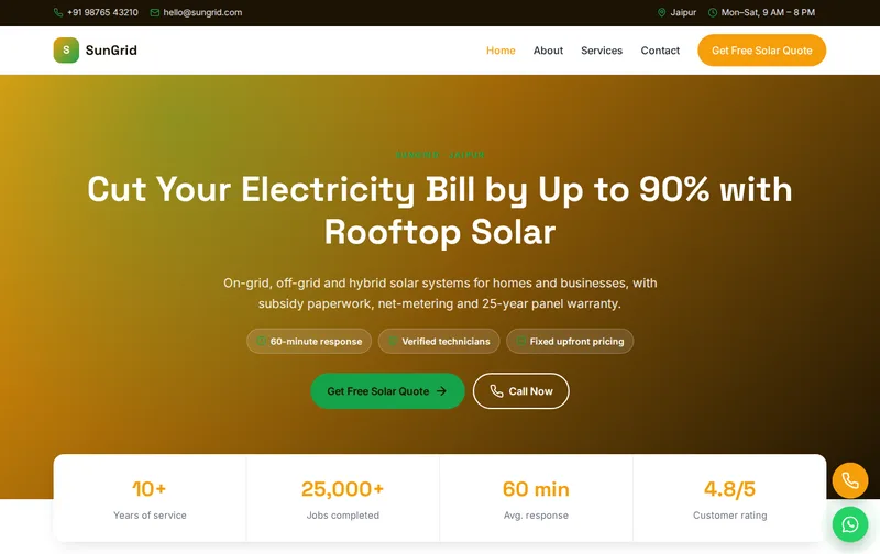 SunGrid template desktop preview