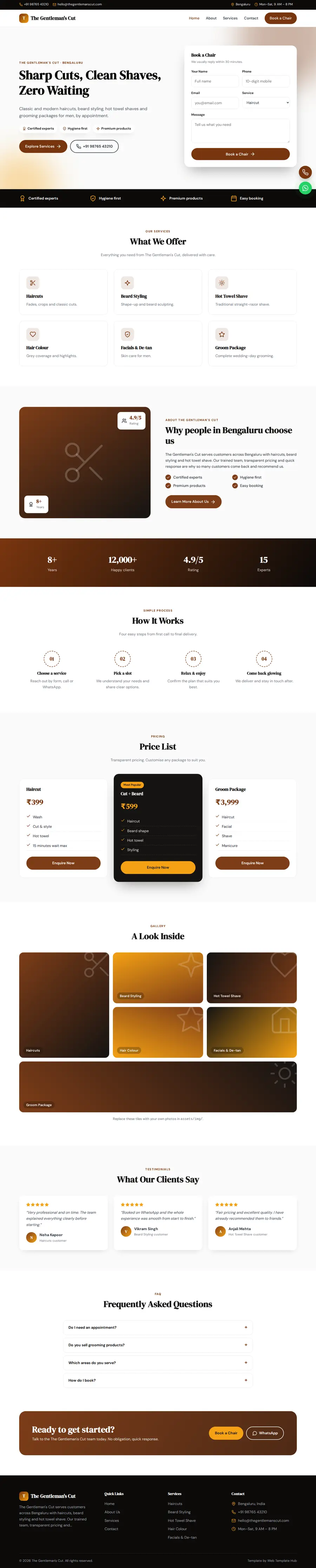 The Gentleman's Cut template full homepage preview