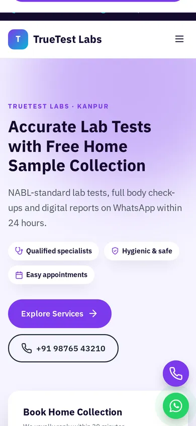 TrueTest Labs template mobile preview
