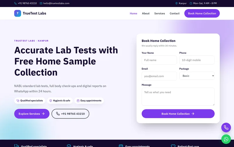 TrueTest Labs template desktop preview