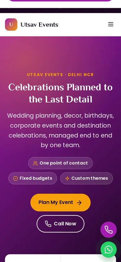 Utsav Events template mobile preview