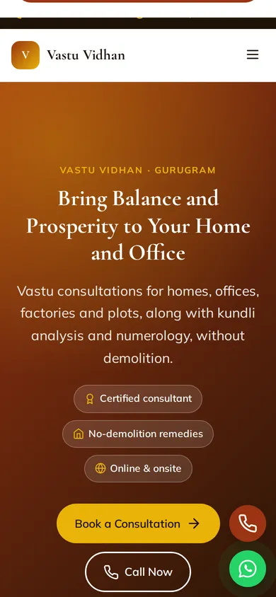 Vastu Vidhan template mobile preview