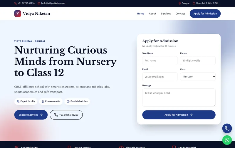 Vidya Niketan website template preview