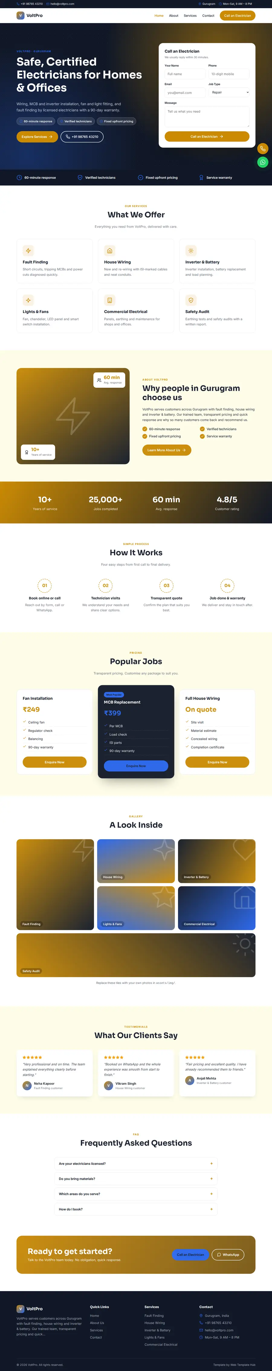 VoltPro template full homepage preview