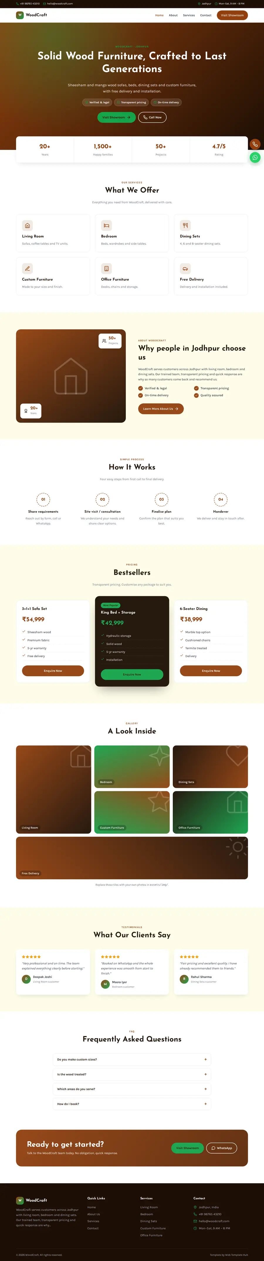 WoodCraft template full homepage preview