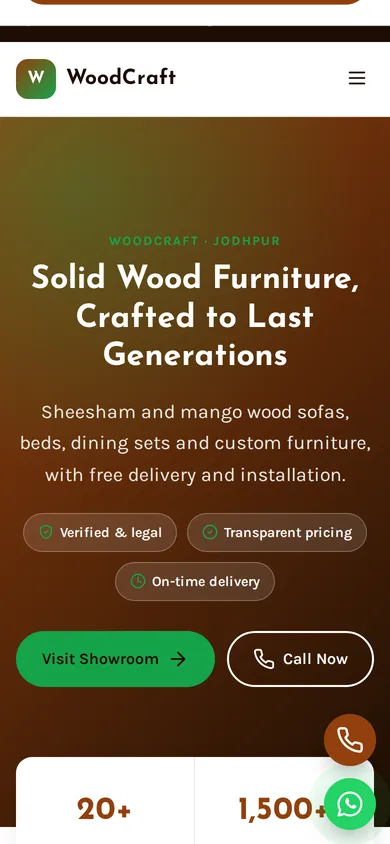 WoodCraft template mobile preview