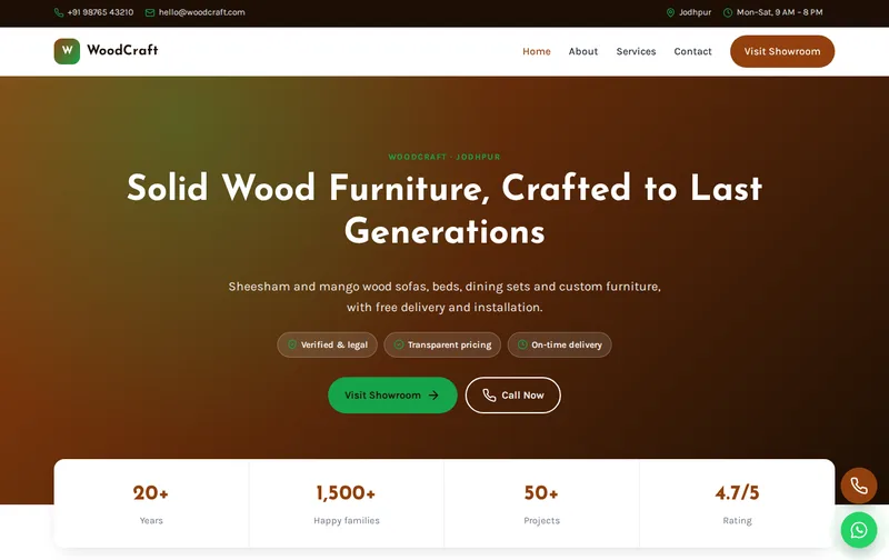WoodCraft website template preview