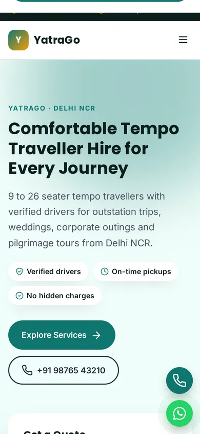 YatraGo template mobile preview