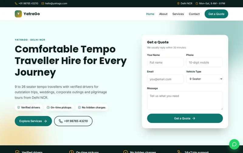 YatraGo website template preview